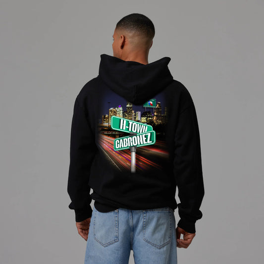 H-Town Cabronez Street Sign Black Unisex Hoodie (Large)
